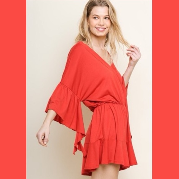 SALE ๐ Fall Sunset flowing bell ruffle romper - Picture 2 of 4